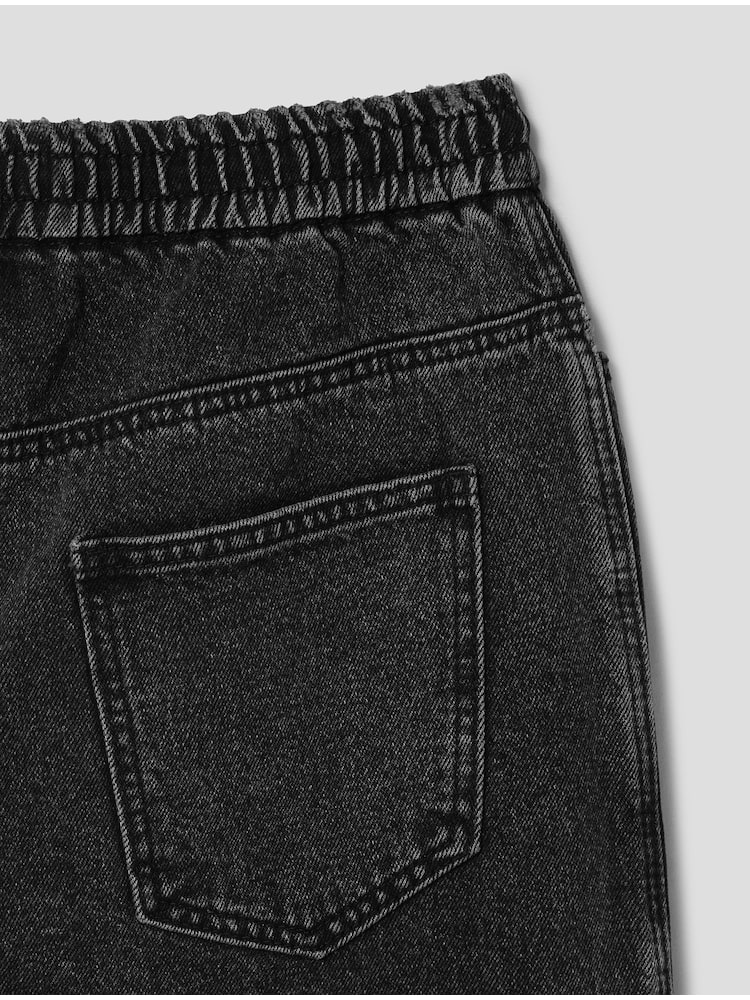 Snap Detail Out Pocket Denim - Black