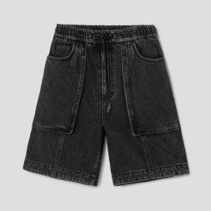 Snap Detail Out Pocket Denim - Black