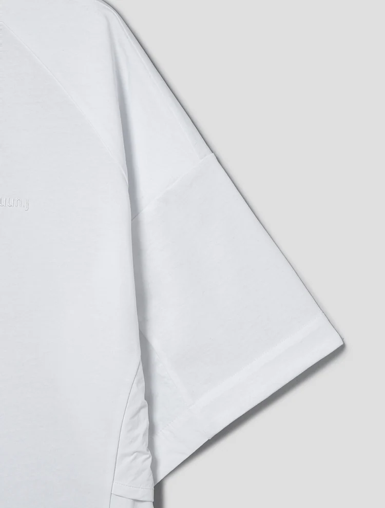 Side Contrast Cotton Short Sleeve T-Shirt - White