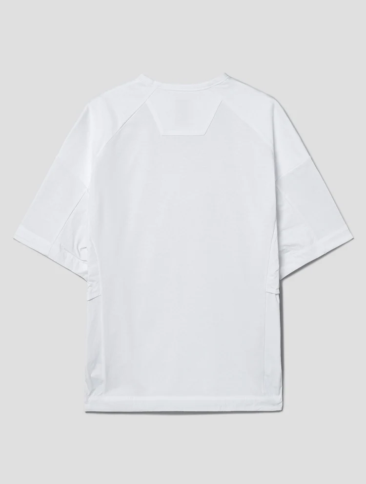 Side Contrast Cotton Short Sleeve T-Shirt - White