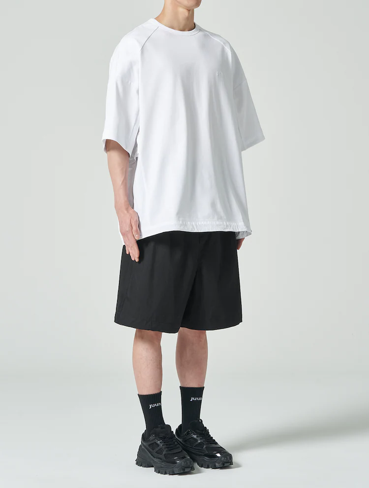 Side Contrast Cotton Short Sleeve T-Shirt - White