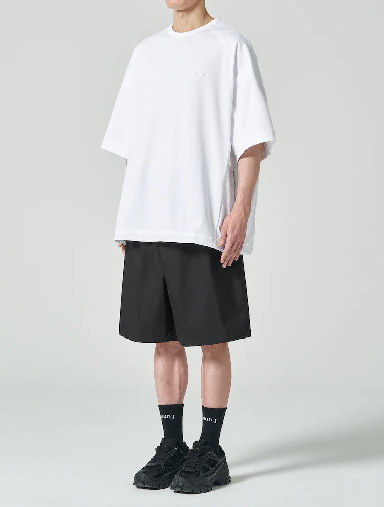 Side Contrast Cotton Short Sleeve T-Shirt - White