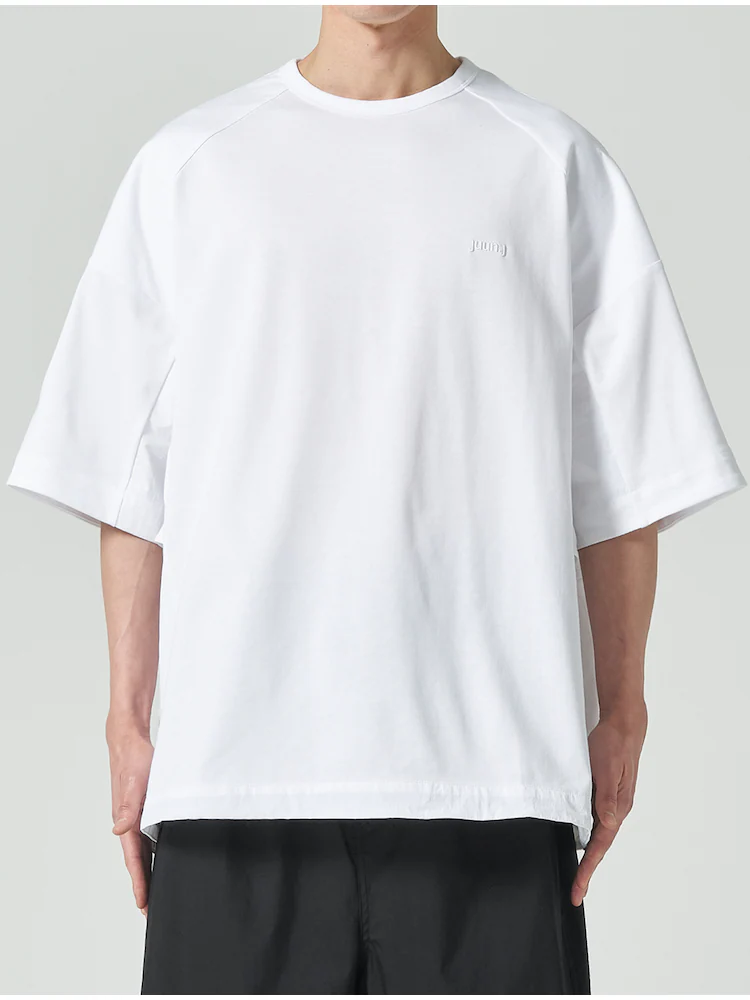 Side Contrast Cotton Short Sleeve T-Shirt - White