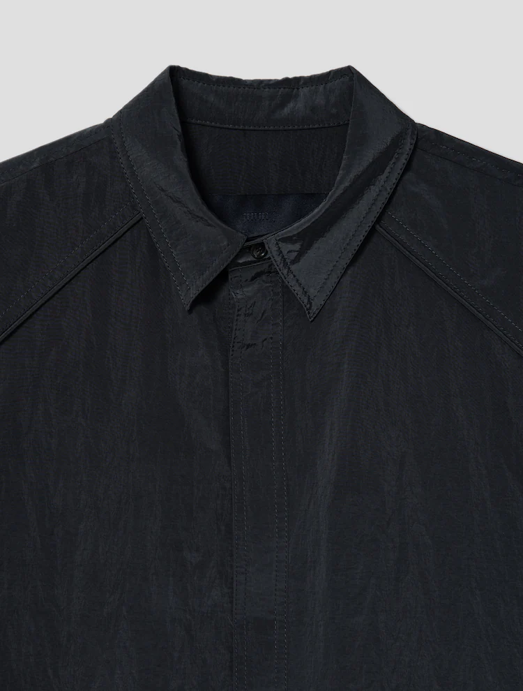 Layered Short Sleeve Zip Up Shirt - Gray