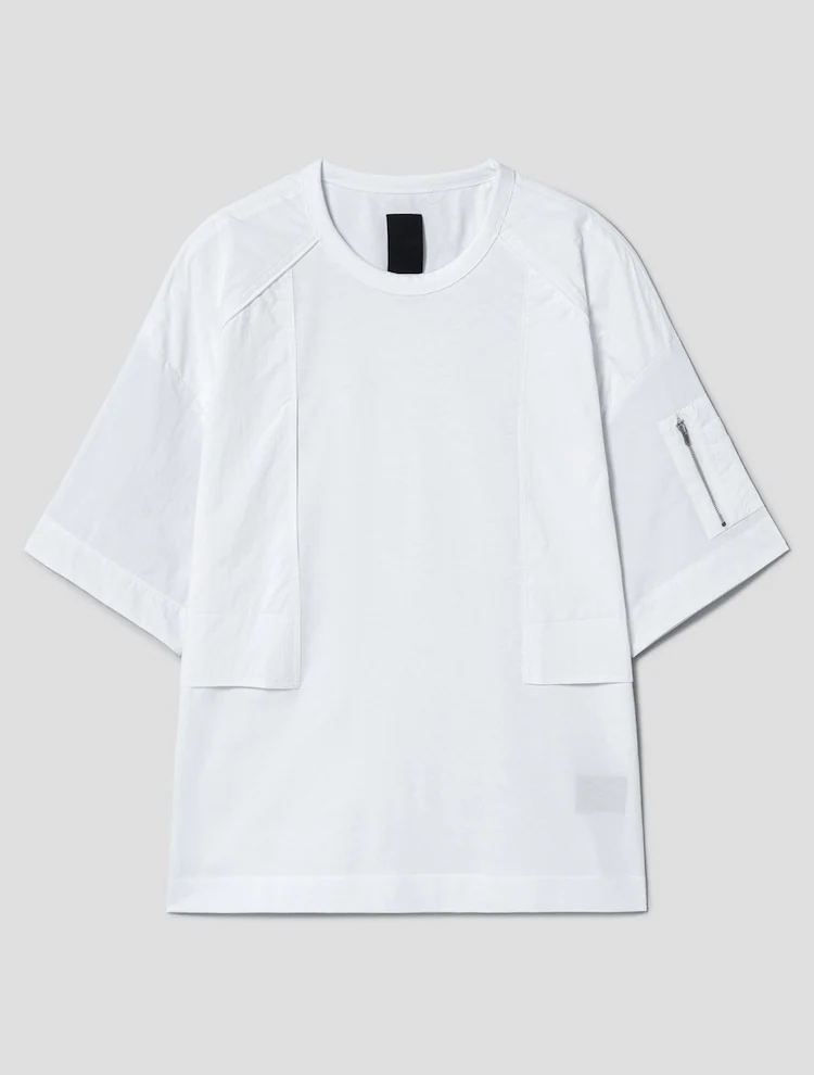 Nylon Color Short Sleeve T-Shirt - White