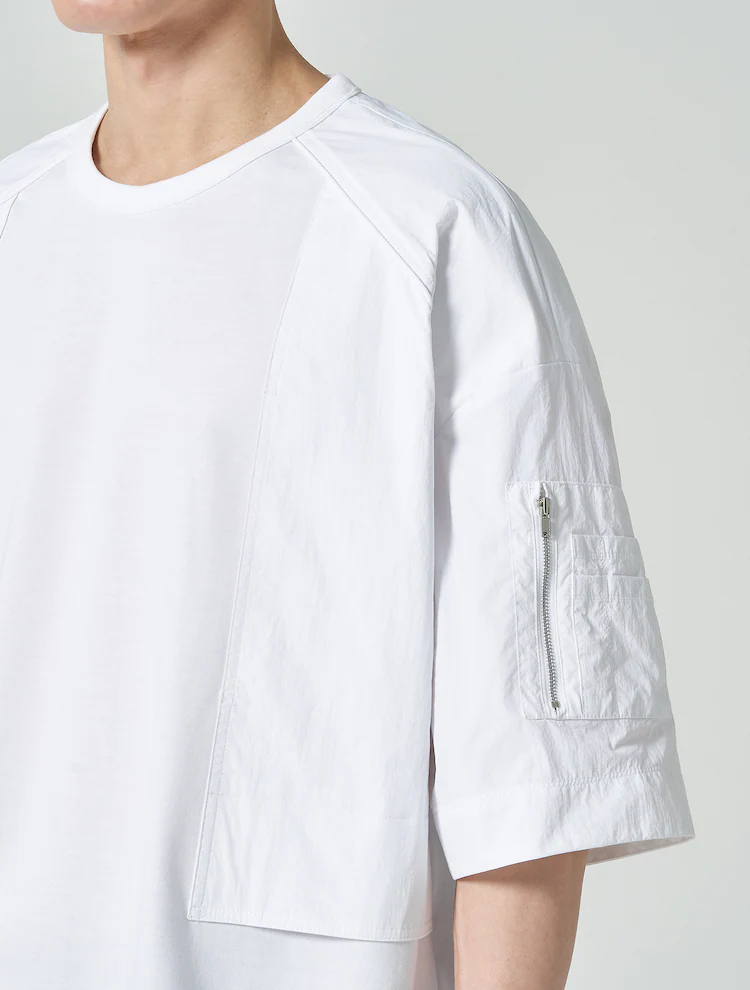 Nylon Color Short Sleeve T-Shirt - White