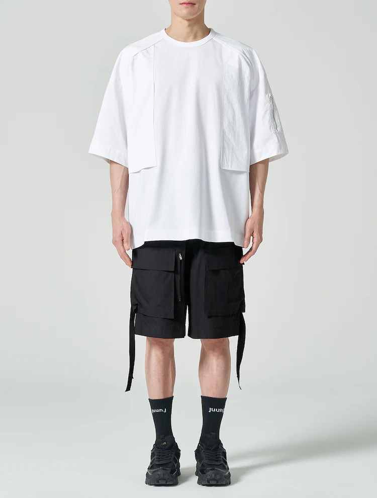 Nylon Color Short Sleeve T-Shirt - White