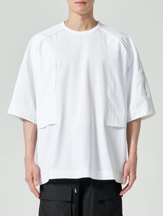 Nylon Color Short Sleeve T-Shirt - White