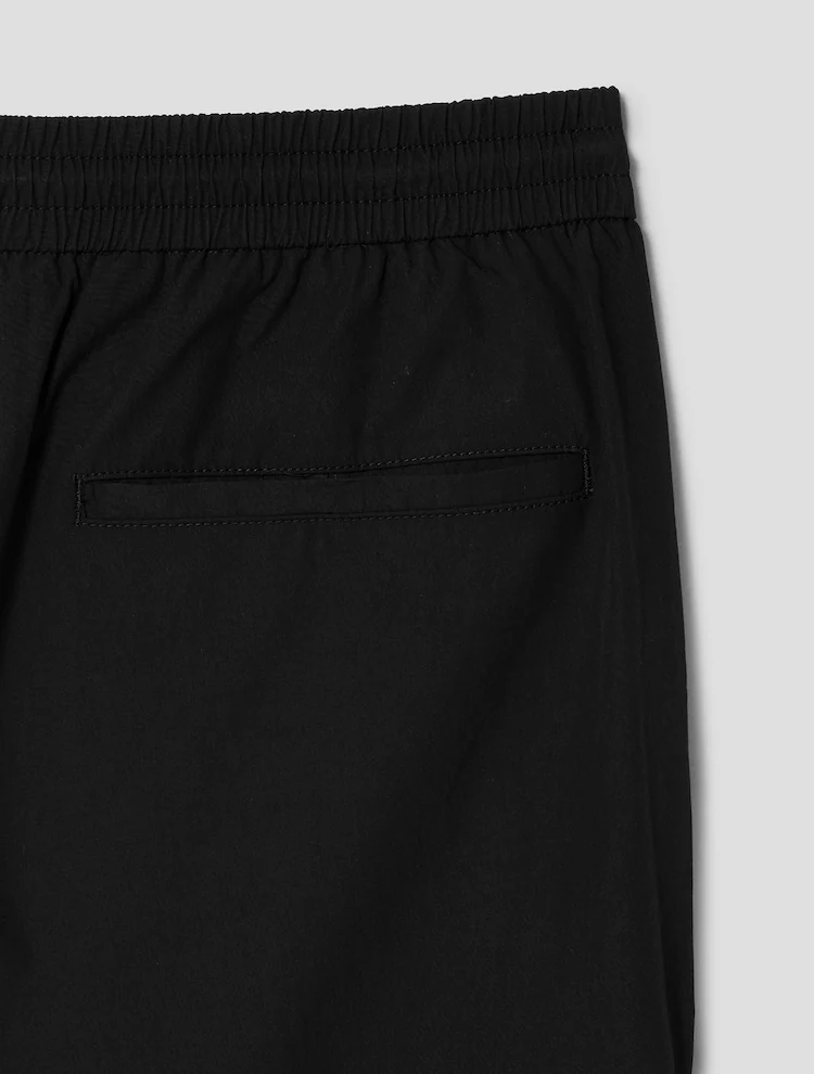 Cotton Side Zipper Short Pants - Black