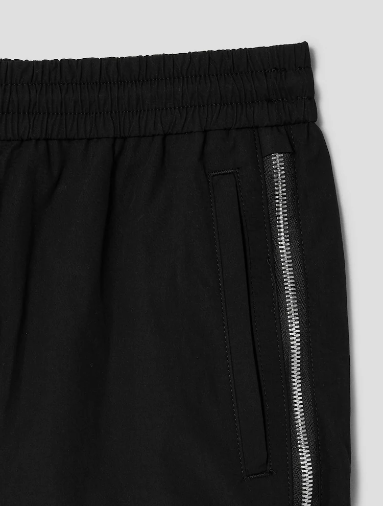 Cotton Side Zipper Short Pants - Black