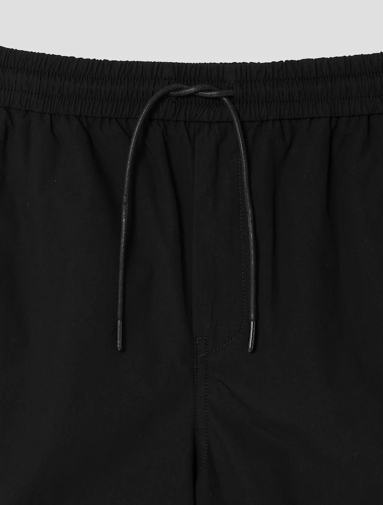 Cotton Side Zipper Short Pants - Black