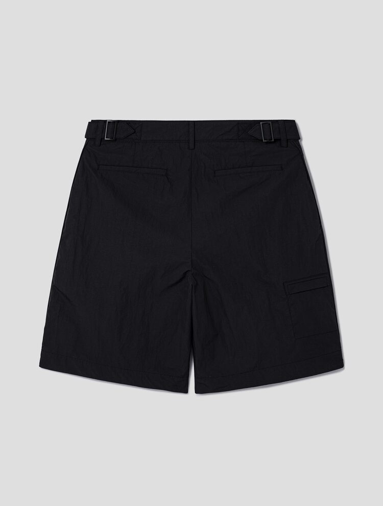 Side Seam Zipper Detail Formal Short Pants - Black