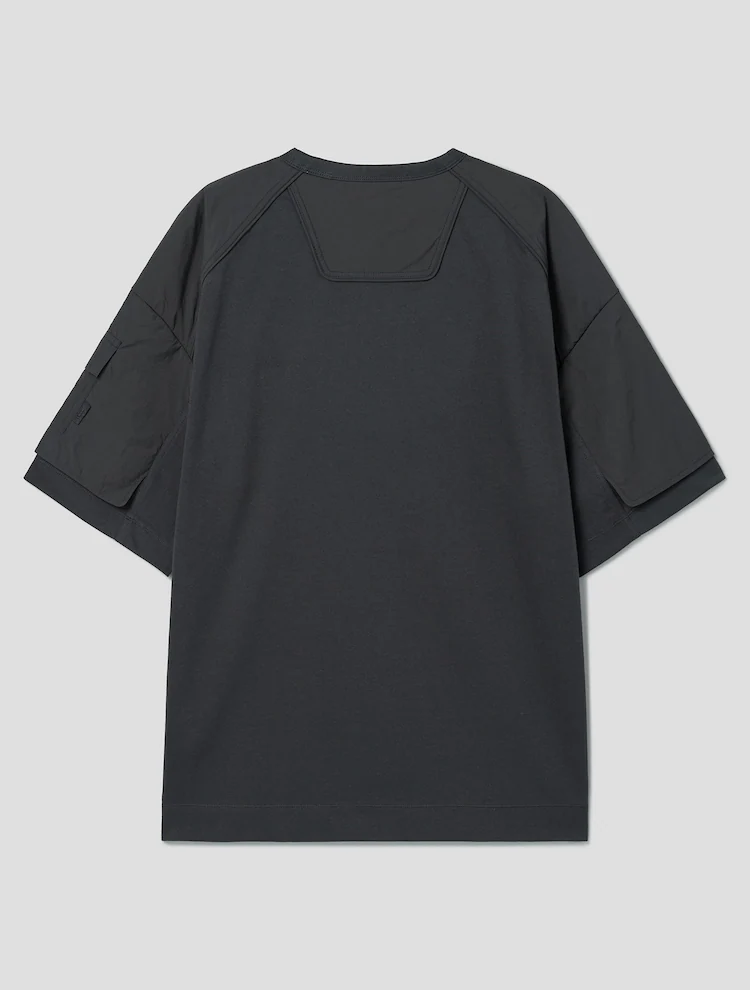 Layered Detail Short Sleeve T-Shirt - Gray