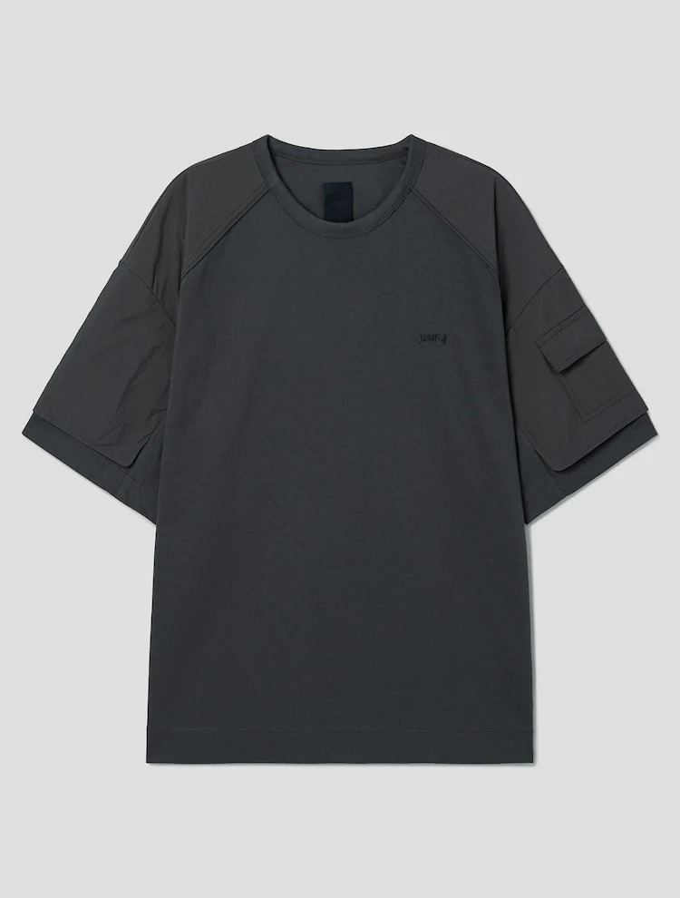 Layered Detail Short Sleeve T-Shirt - Gray