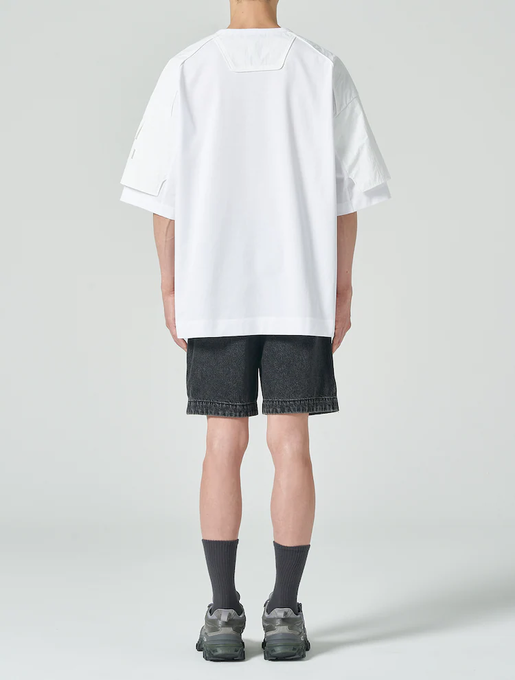 Layered Detail Short Sleeve T-Shirt - White