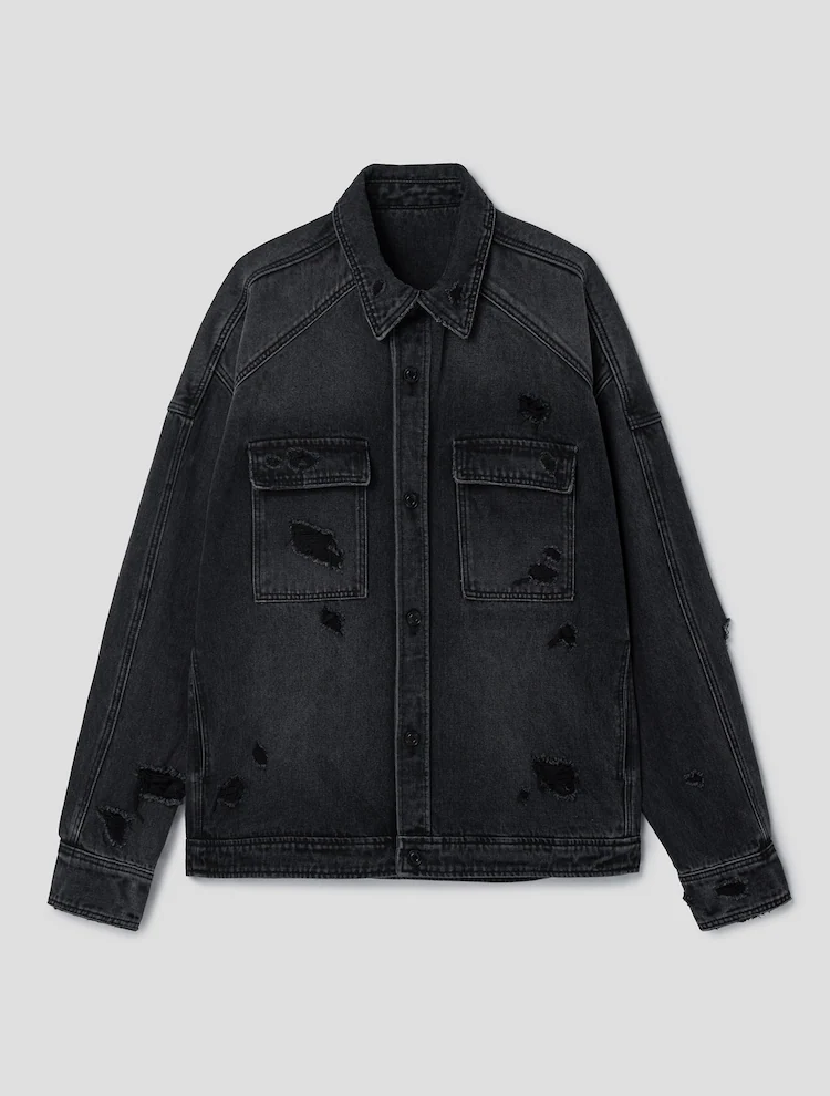 Damage Denim Shirt - Black