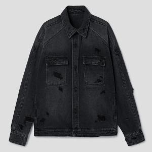 Damage Denim Shirt - Black