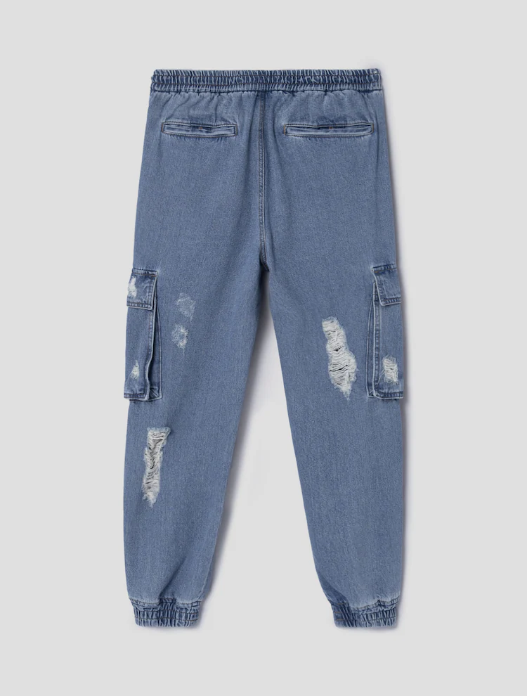 Damage Cargo Jogger Denim - Blue