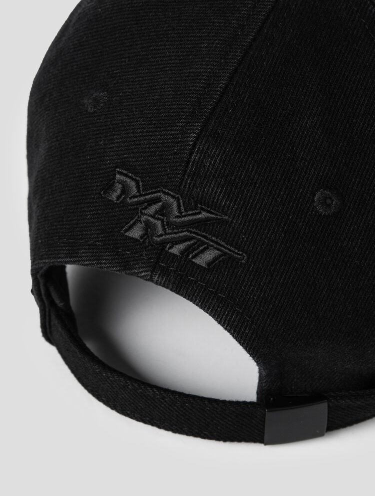 Denim Lettering Ball Cap - Black