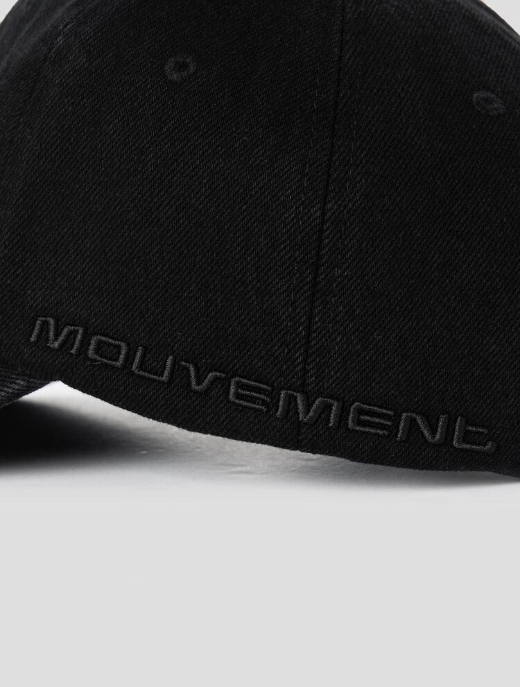 Denim Lettering Ball Cap - Black