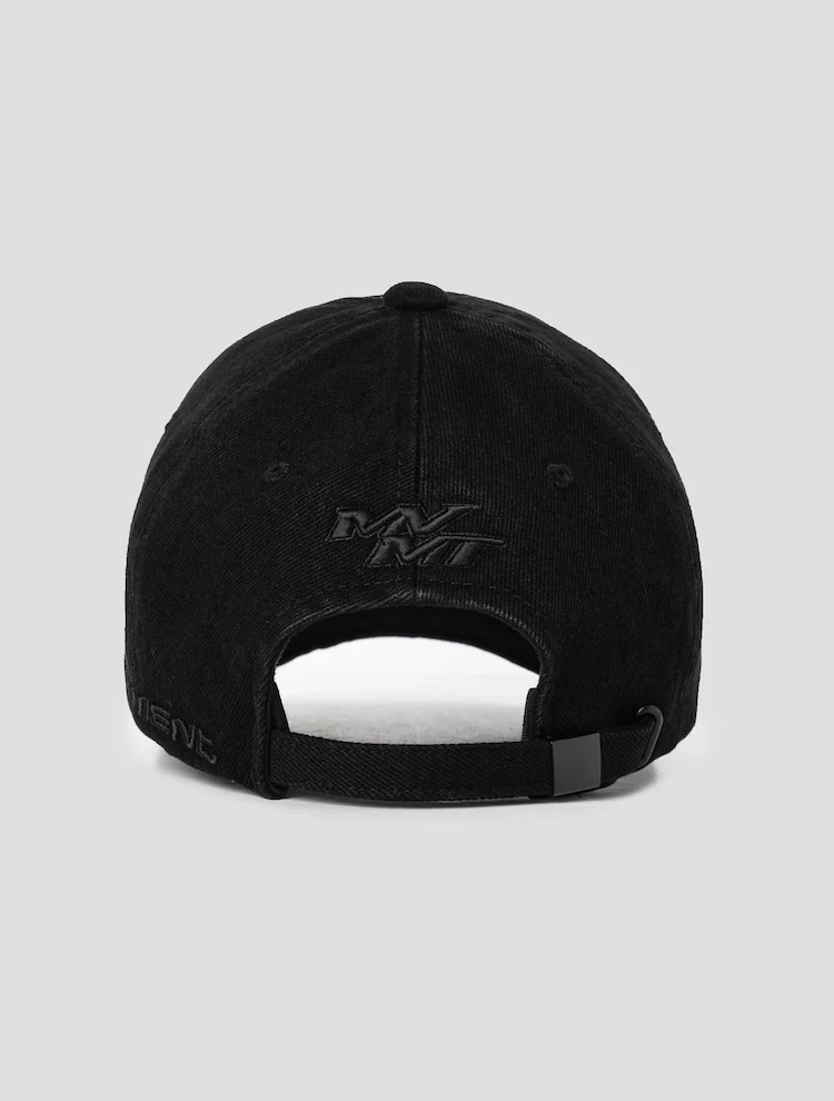 Denim Lettering Ball Cap - Black