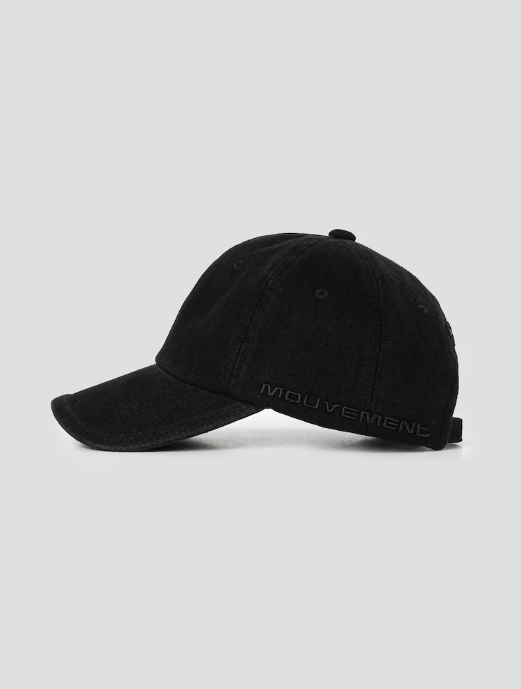 Denim Lettering Ball Cap - Black