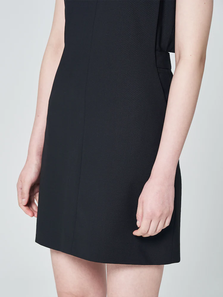[Pre-order] Wool Blended Back Slit Mini Dress - Black