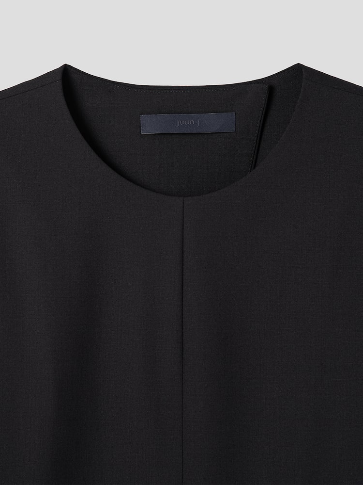 [Pre-order] Wool Blended Back Slit Mini Dress - Black