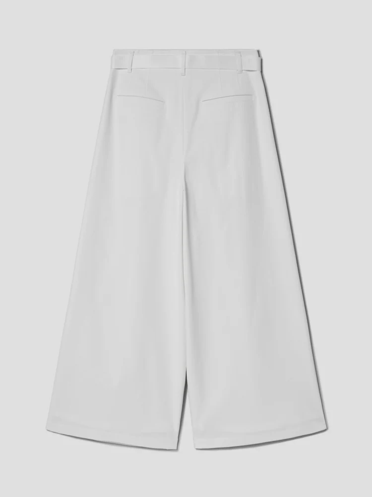 [Pre-order] Cotton Blended Pleated Waist Wide Pants - White