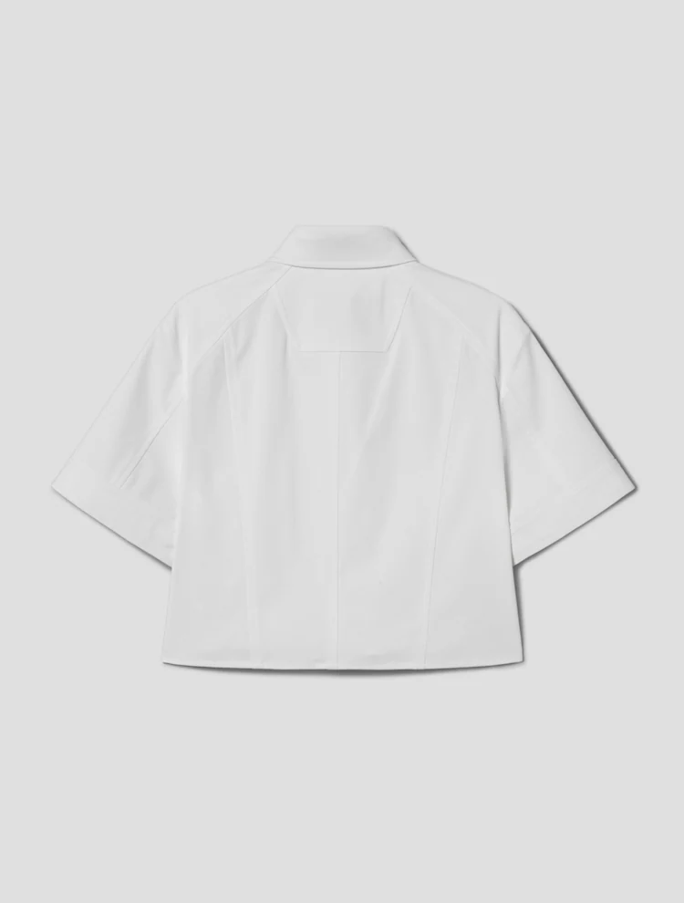 [Celeb Wear] Two Pocket Cropped Short Sleeve Shirt - Ivory