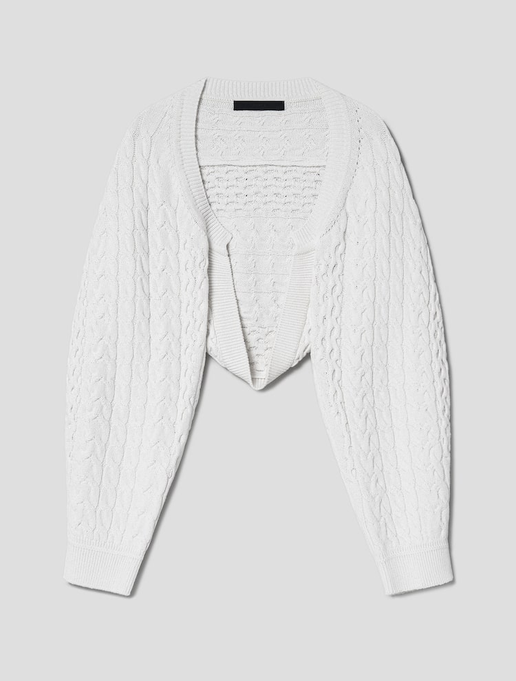 Poly Blend A-Line Mesh Bolero - White