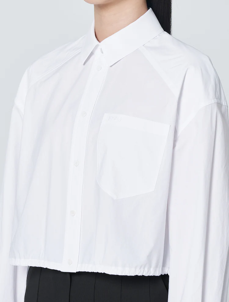 String Detail Volume Blouse - White