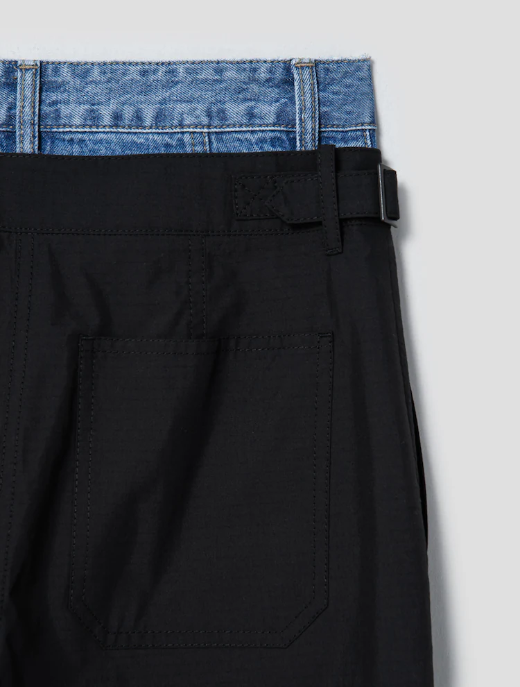 Double Waisted Multipocket Cargo Pants - Black