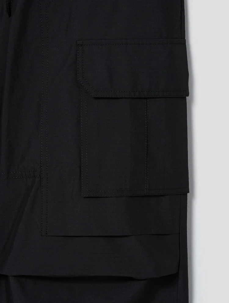 Double Waisted Multipocket Cargo Pants - Black