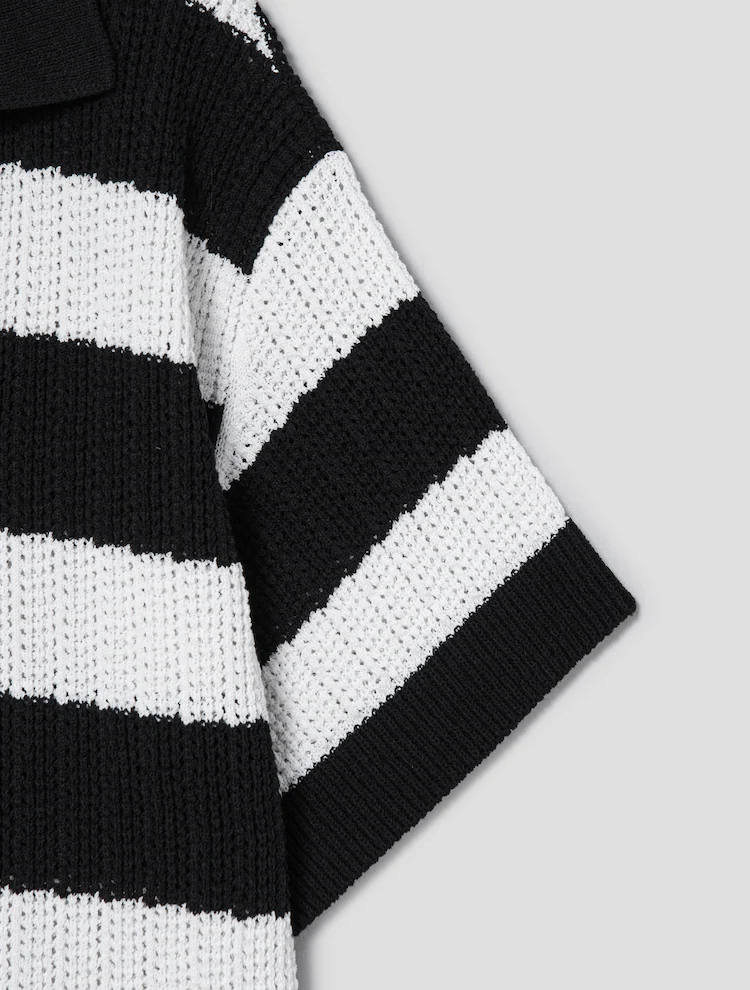 Poly Blend Stripe Thierry Pullover - Black Stripe
