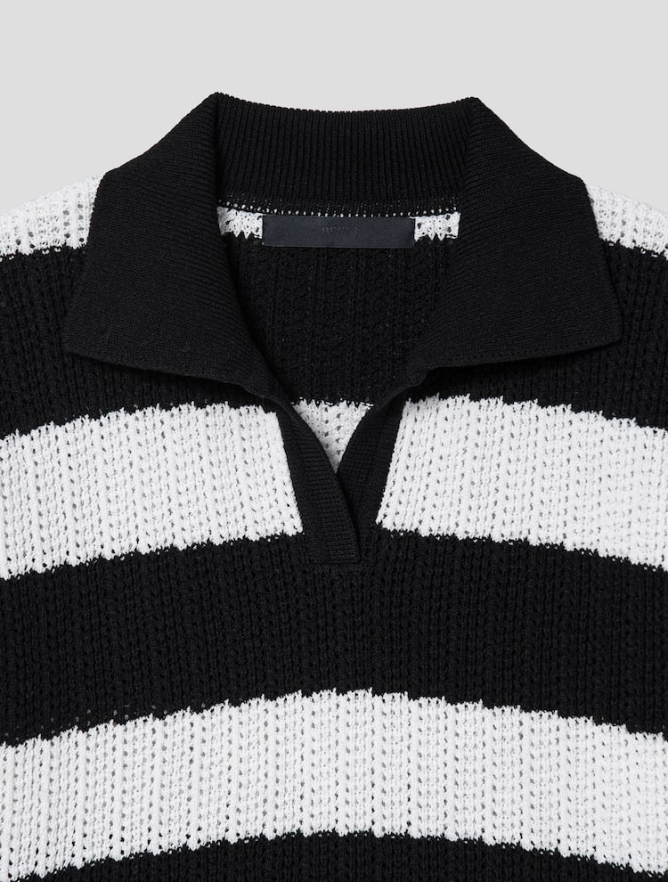 Poly Blend Stripe Thierry Pullover - Black Stripe