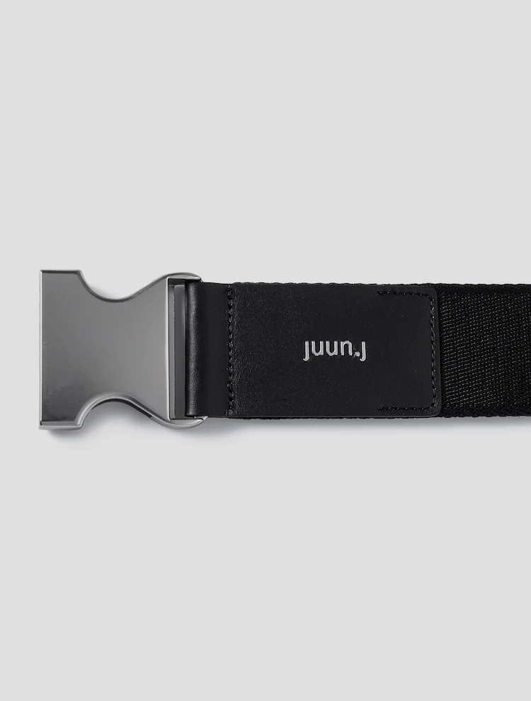 JUUN.JEANS Logo Jacquard Webbing Belt - Black