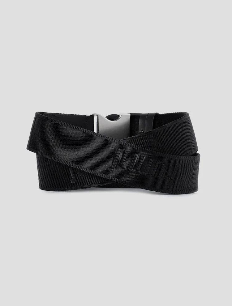 JUUN.JEANS Logo Jacquard Webbing Belt - Black
