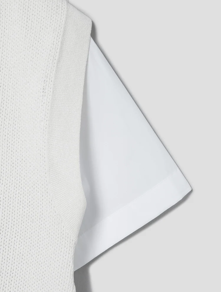 Carryover Knit Vest Patch Short Sleeve Shirt - White