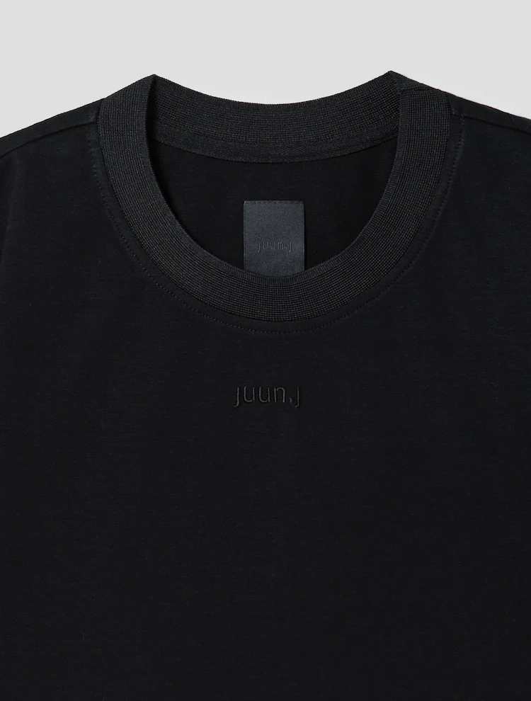 Wide Sleeve Crop Short Sleeve T-Shirt - Black