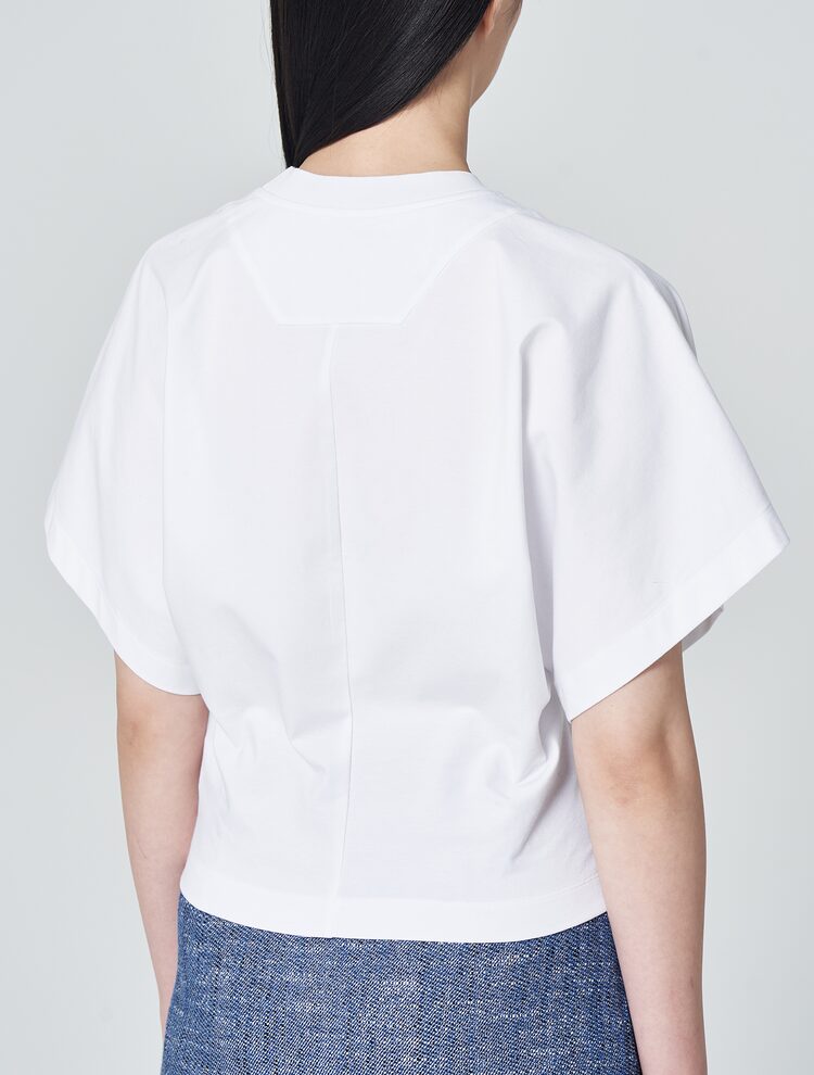 Wide Sleeve Crop Short Sleeve T-Shirt - White