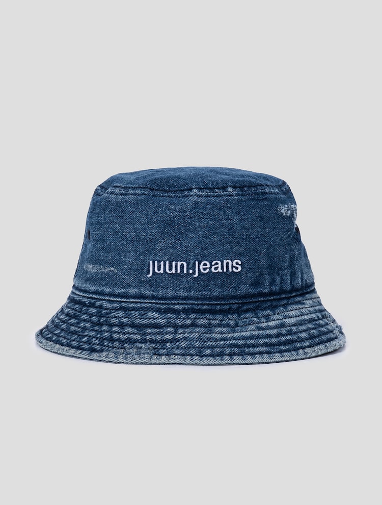 JUUN.JEANS Logo Denim Bucket Hat - Blue