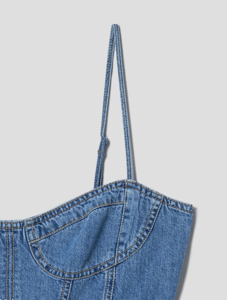 Denim Slip Dress - Blue