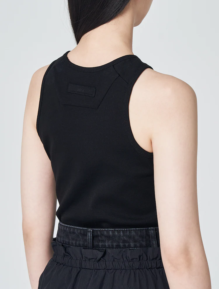 Basic Slim Round Neck Sleeveless T-Shirt - Black