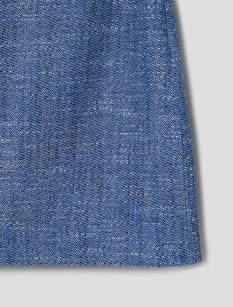 Tweed Double Waist Mini Skirt - Blue