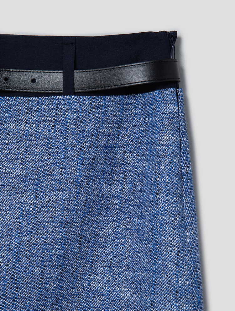 Tweed Double Waist Mini Skirt - Blue