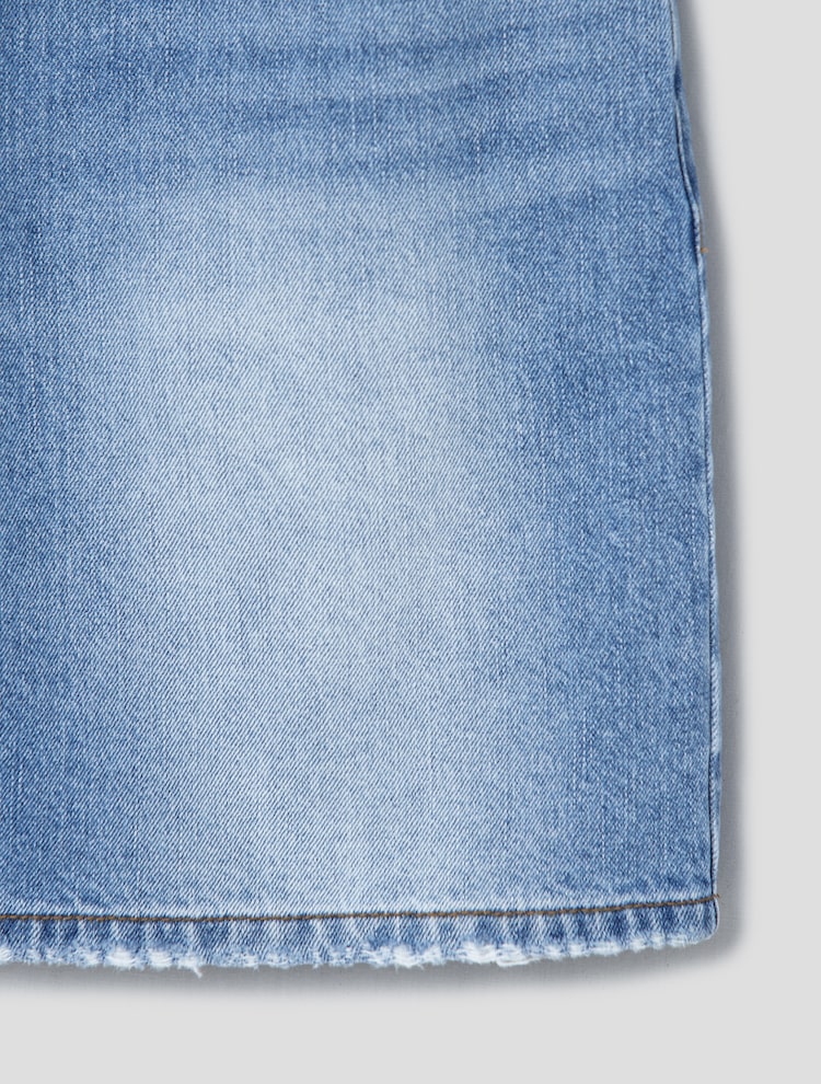 Destroyed Denim Mini Skirt - Blue