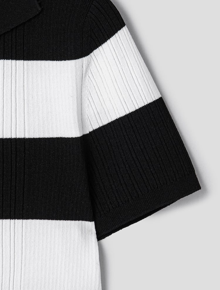 Rayon Blend Half Sleeve Pullover - Black Stripe