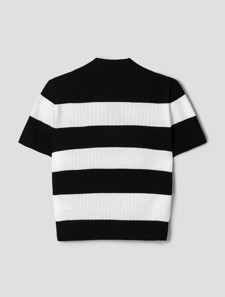 Rayon Blend Half Sleeve Pullover - Black Stripe