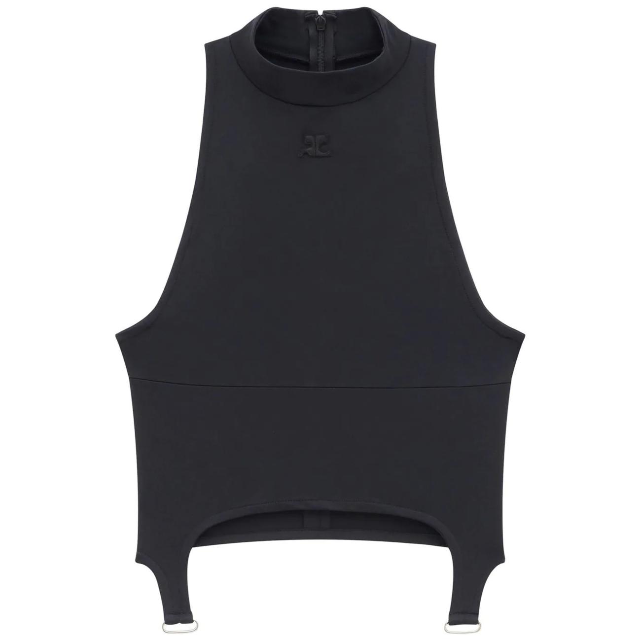 logo embroidered high neck crop top